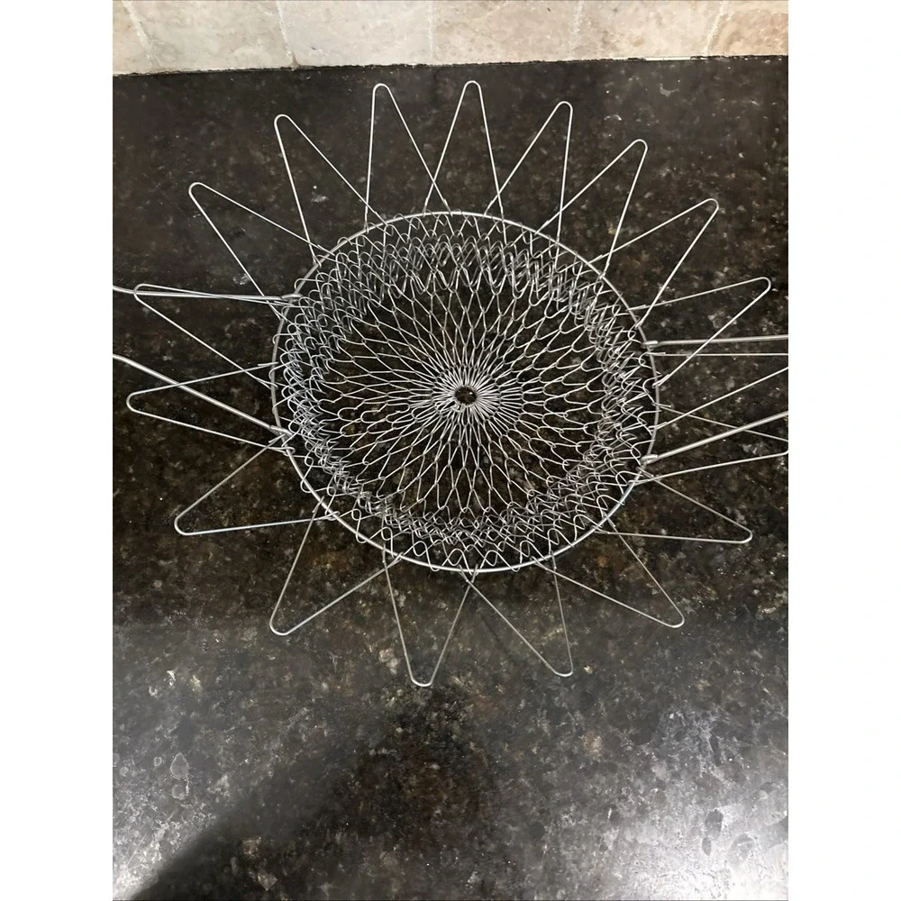 Vintage Collapsible Wire Egg & Produce Basket Antique Farm House Decor